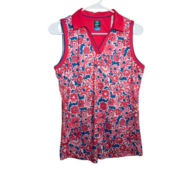 Pro Tour Tank Top Women's Medium Colorful Sleeveless Collared 1/4 Zip Top Shirt - Picture 1 of 7